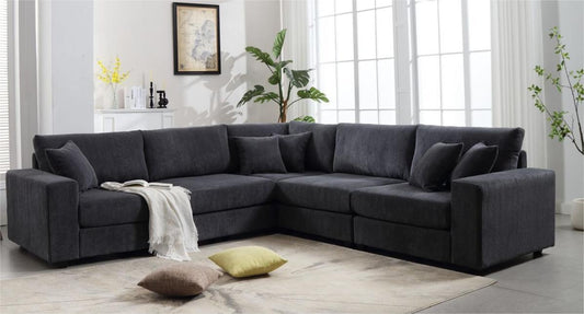 Oversized  Length117.2''*Width 117.2'' Modular Sectional Sofa Couches Set ,Corduroy Upholstered Deep Seat Comfy Sofa For Living Room,Dark Gray