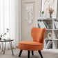 Teddy velvet Single accent chair, wooden legs, padded upholstery, High density foam, small modern armless chair, living room bedroom, ORANGE