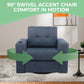 Modern Swivel Sofa, Ergonomic Casual 90 Degree Swivel Single Sofa Seat with Drink Holder Living Room Chair ,Soft Egyptian Velvet Sofa Chair (Blue)