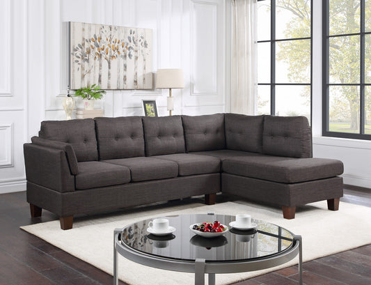 Dalia 97" Dark Gray Linen Modern Sectional Sofa with Right Facing Chaise