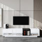 ON-TREND Sleek and Stylish TV Stand with Perfect Storage Solution, Two-tone Media Console for TVs Up to 80'', Functional TV Cabinet with Versatile Compartment for Living Room, White