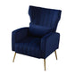 FONDHOME Velvet Accent Chair, Modern Living Room Armchair Comfy Upholstered Single Sofa Chair for Bedroom Dorms Reading Reception Room with Gold Legs & Small Pillow, Royal Blue