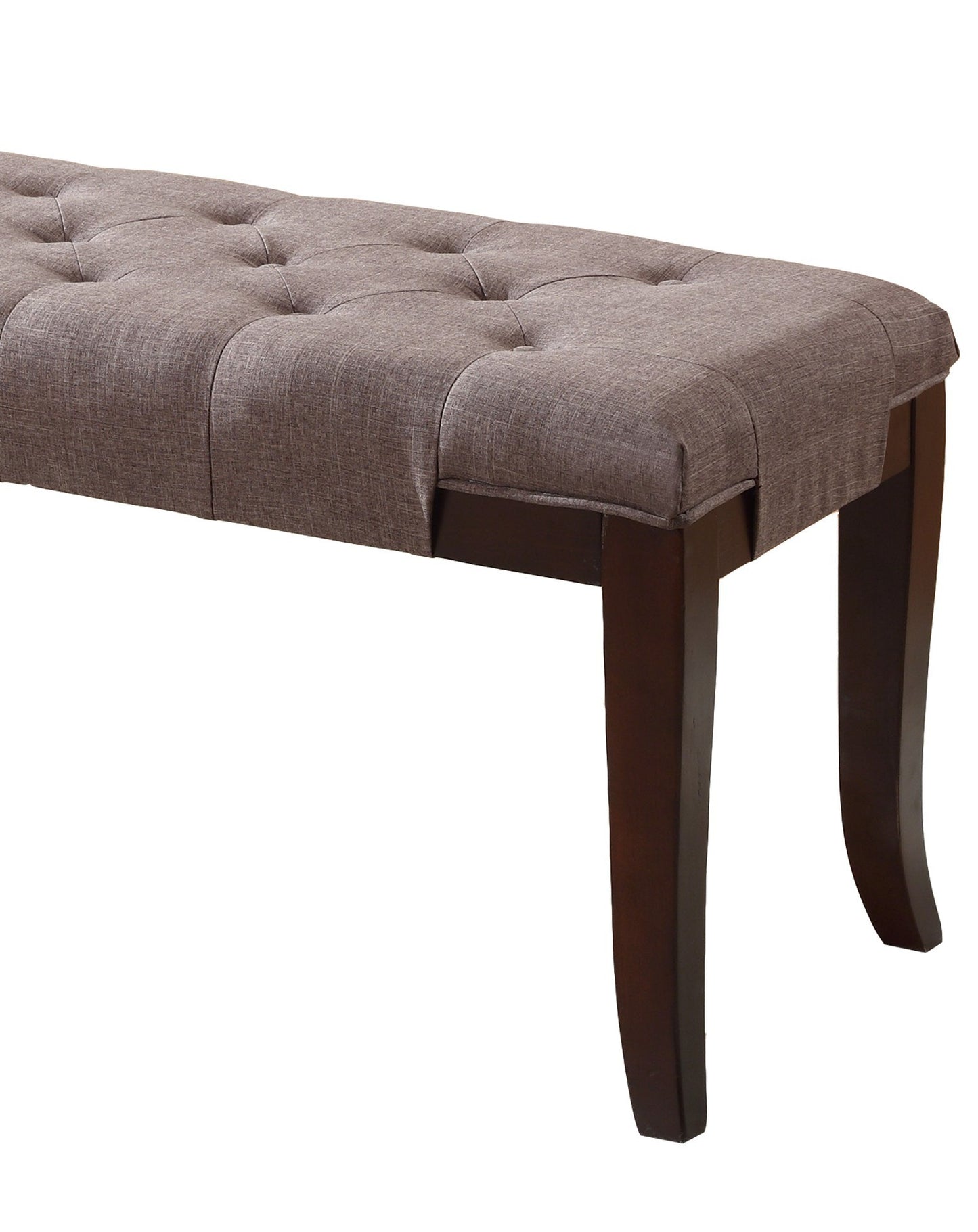 Linon Tufted Bench, Fabric, Brown