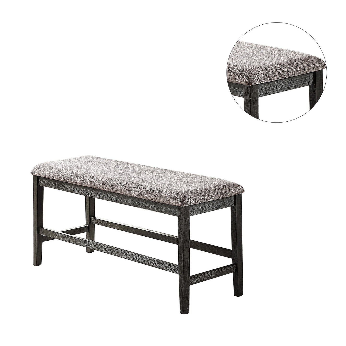 High Bench With Upholstered Cushion,Grey