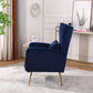 FONDHOME Velvet Accent Chair, Modern Living Room Armchair Comfy Upholstered Single Sofa Chair for Bedroom Dorms Reading Reception Room with Gold Legs & Small Pillow, Royal Blue