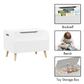 Wooden Toy Box, Kids Toy Storage Organizer with Front Bookshelf, Flip-Top Lid, Safety Hinge, Boys Girls Toy Chest Bench for Playroom Kids Room Organization (White)