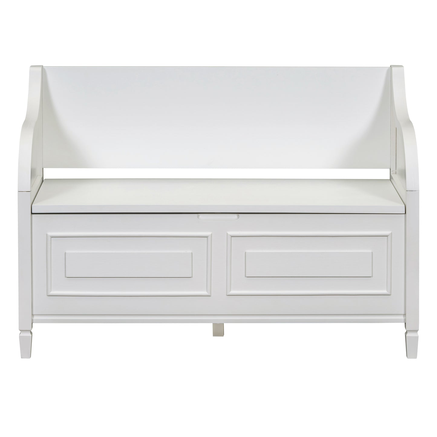 TREXM Rustic Style Solid wood Entryway Multifunctional Storage Bench with Safety Hinge (White+ Beige)