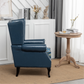 FONDHOME Modern PU Leather Upholstery Chair, Floral Texture Living Room Lounge Sofa Chair, Single Club Armchair with Rivet Trim for Bedroom Home Reception, (Blue + Flowers)