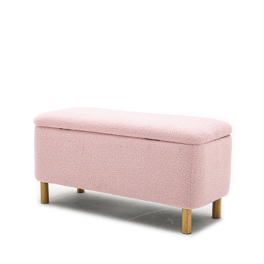 Basics Upholstered Storage Ottoman and Entryway Bench Pink