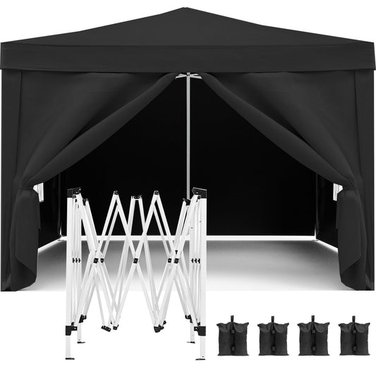 10x10 EZ Pop Up Canopy Outdoor Portable Party Folding Tent with 4 Removable Sidewalls + Carry Bag + 4pcs Weight Bag