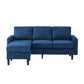 Upholstered Sectional Sofa Couch, L Shaped Couch With Storage Reversible Ottoman Bench 3 Seater for Living Room, Apartment, Compact Spaces, Fabric Navy Blue