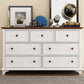 3 Pieces Wooden Captain Bedroom Set Full Bed with Trundle, Nightstand and Dresser, White + Walnut