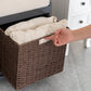 Home Collection Shoe Storage Bench with 2 Brown Drawer and White Cushion