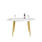 59.05"Modern man-made stone round golden metal dining table-position for 6 people