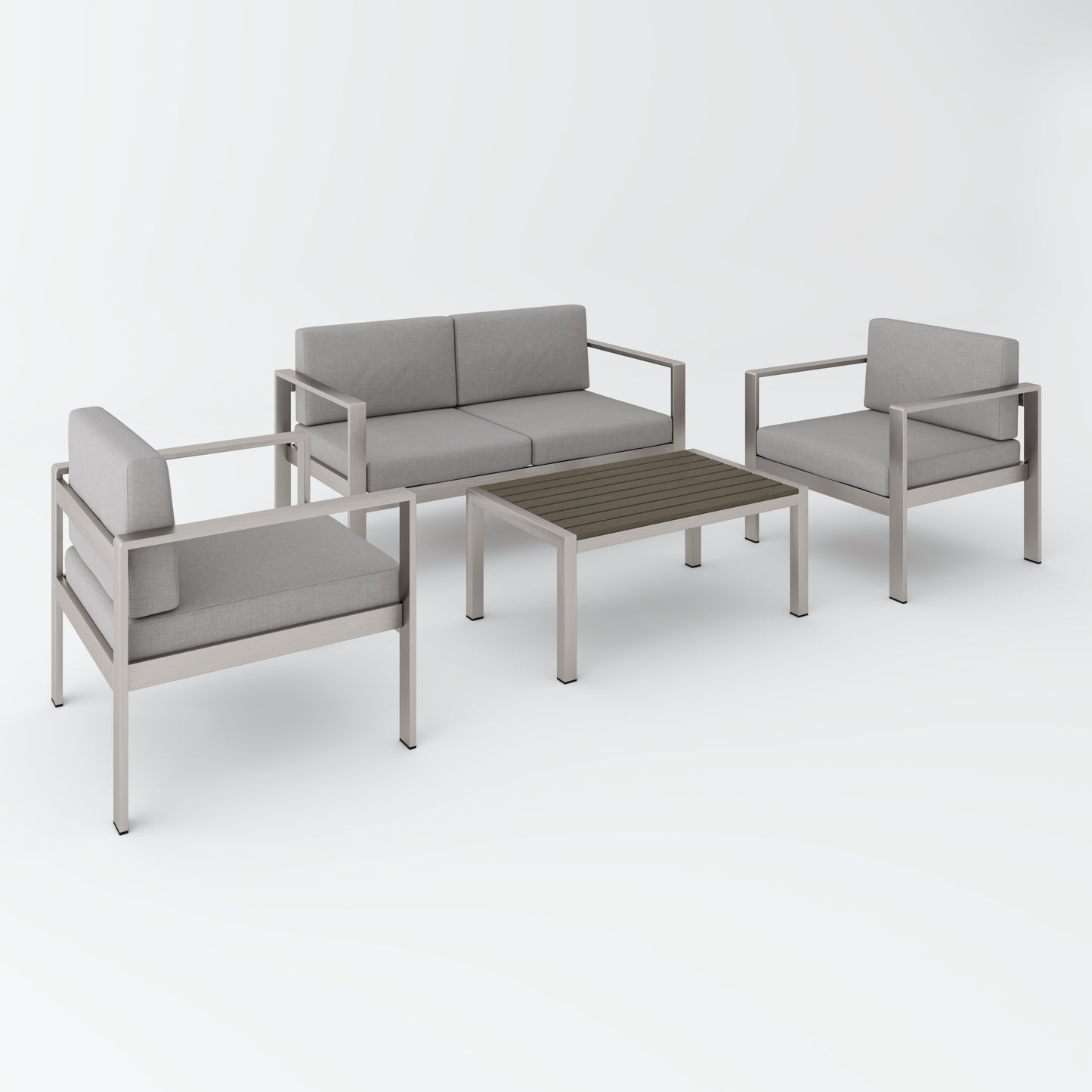 Aluminum Modern 4 Piece Sofa Seating Group For Patio Garden Outdoor