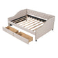 Upholstered daybed with Two Drawers, Wood Slat Support, Beige, Full Size(OLD SKU :LP001111AAA)