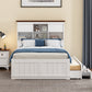 3 Pieces Wooden Captain Bedroom Set Full Bed with Trundle, Nightstand and Dresser, White + Walnut
