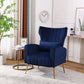 FONDHOME Velvet Accent Chair, Modern Living Room Armchair Comfy Upholstered Single Sofa Chair for Bedroom Dorms Reading Reception Room with Gold Legs & Small Pillow, Royal Blue