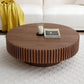 31.49'' Round Coffee Table Small Coffee Table for Apartment, Modern Living Room Coffee Table with Sturdy Pedestal,WALNUT