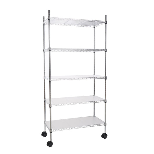 5 Tier Shelf Wire Shelving Unit, NSF Heavy Duty Wire Shelf Metal Large Storage Shelves Height Adjustable Utility for Garage Kitchen Office Commercial Shelving Steel Layer Shelf - Chrome