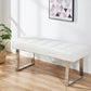 Dining Chairs Soft Long Seat Dining Bench White Black Grey Faux Leather Steel Base Lounge Stool (White)