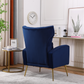 FONDHOME Velvet Accent Chair, Modern Living Room Armchair Comfy Upholstered Single Sofa Chair for Bedroom Dorms Reading Reception Room with Gold Legs & Small Pillow, Royal Blue