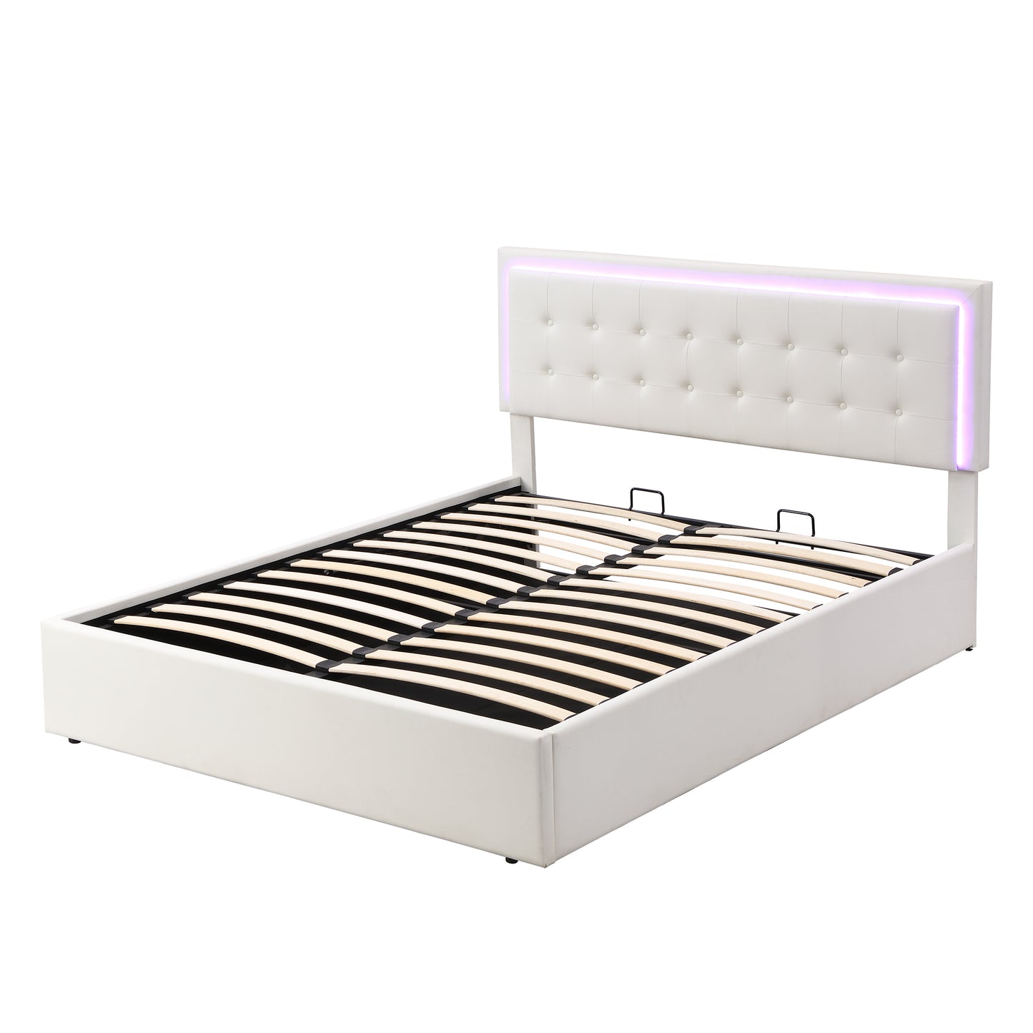 3-Pieces Bedroom Sets Queen Size Tufted Upholstered  PU Platform Bed with Nightstand and Storage Dresser, White