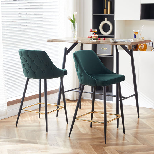 Green Velvet Swivel Bar Chair Bar Stool And Metal Modern High Bar Furniture Commercial Furniture