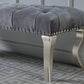 Decor Maxem Tufted Fabric Upholstered Bench Nailhead Trim , Gray