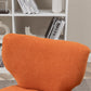 Teddy velvet Single accent chair, wooden legs, padded upholstery, High density foam, small modern armless chair, living room bedroom, ORANGE