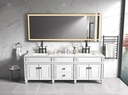 118in. W x36 in. H Framed LED Single Bathroom Vanity Mirror in Polished Crystal Bathroom Vanity LED Mirror with 3 Color Lights Mirror for Bathroom Wall