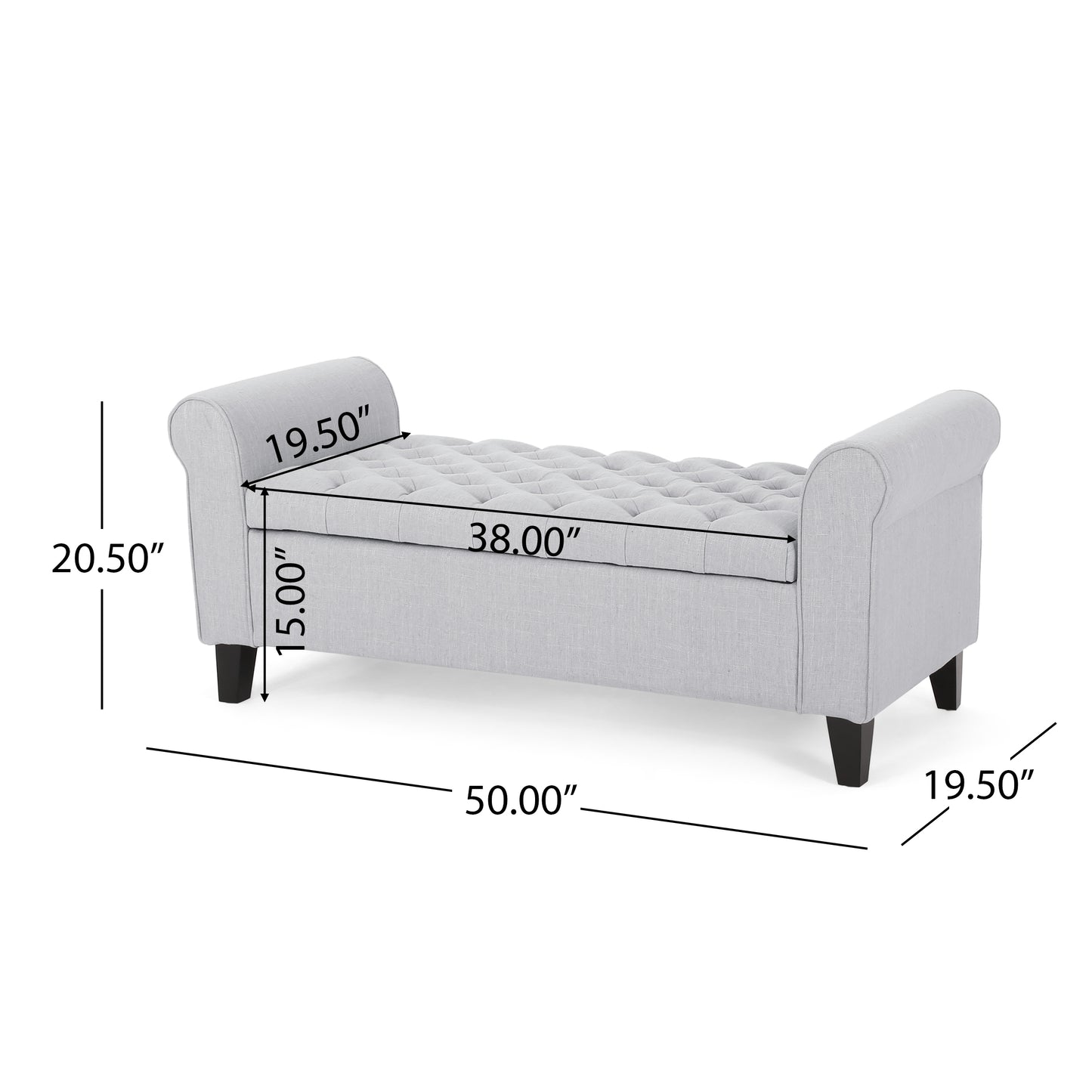 HAYES ARMED STORAGE BENCH