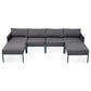 GO 6-Pieces Aluminum Patio Furniture Set, Modern Metal Outdoor Conversation Set Sectional Sofa With Removable Olefin Extra Thick Cushions 5.9" Cushion, Grey