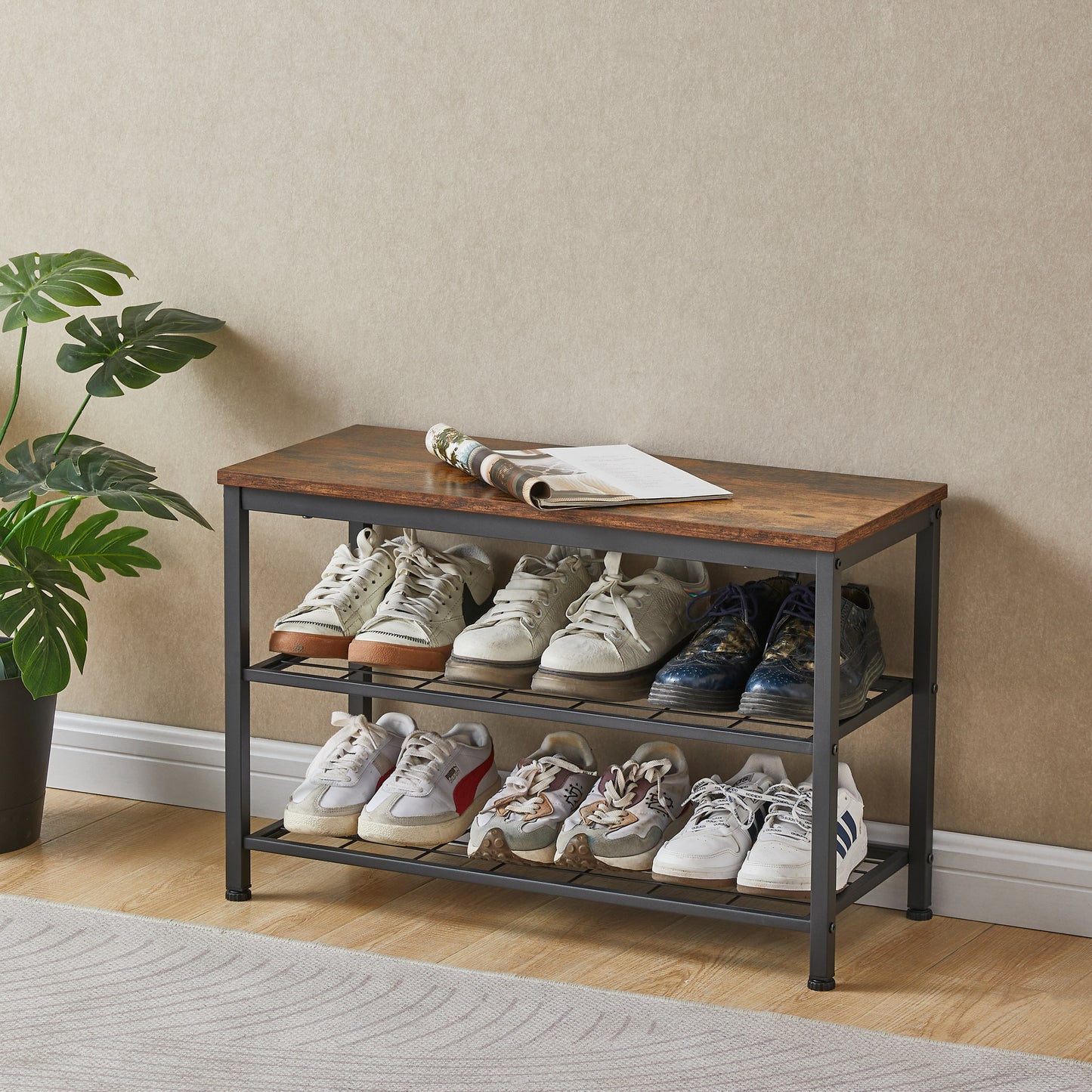 Coat Shoe Rack Bench Set,Entryway Shoe Rack Bench with Coat Hooks,Hall Tree Coat Rack