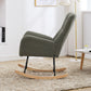 Nursery Rocking Chair, Teddy Upholstered Glider Rocker, Rocking Accent Chair with High Backrest, Comfy Rocking Accent Armchair for Living Room, Bedroom, Offices, GREEN