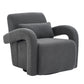 Cozy Dark Grey Teddy Fabric Armchair - Modern Sturdy Lounge Chair with Curved Arms and Thick Cushioning for Plush Comfort