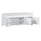 TREXM Storage Bench with 3 Shutter-shaped Doors, Shoe Bench with Removable Cushion and Hidden Storage Space (White, OLD SKU: WF284226AAK)