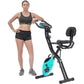 Folding Exercise Bike, Fitness Upright and Recumbent X-Bike with 10-Level Adjustable Resistance, Arm Bands and Backrest