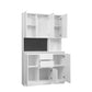 74" Kitchen Pantry Cabinet with Charging Station,Freestanding Buffet Cupboards Sideboard with Drawer,Modern Pantry Cabinet with Microwave Stand for Kitchen,Living Room,Dinning Room