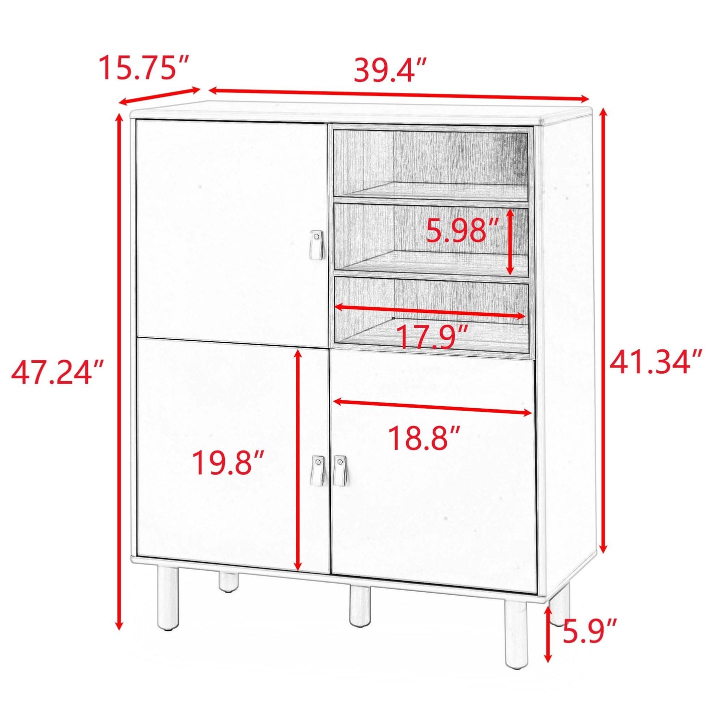 Storage cabinet with door, multifunctional storage cabinet, modern sideboard cabinet, wooden storage cabinet, leather handle drawer cabinet, home storage cabinet, office cabinet