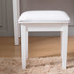 Vanity Stool Makeup Bench Dressing Stool with Cushion and Solid Legs,White