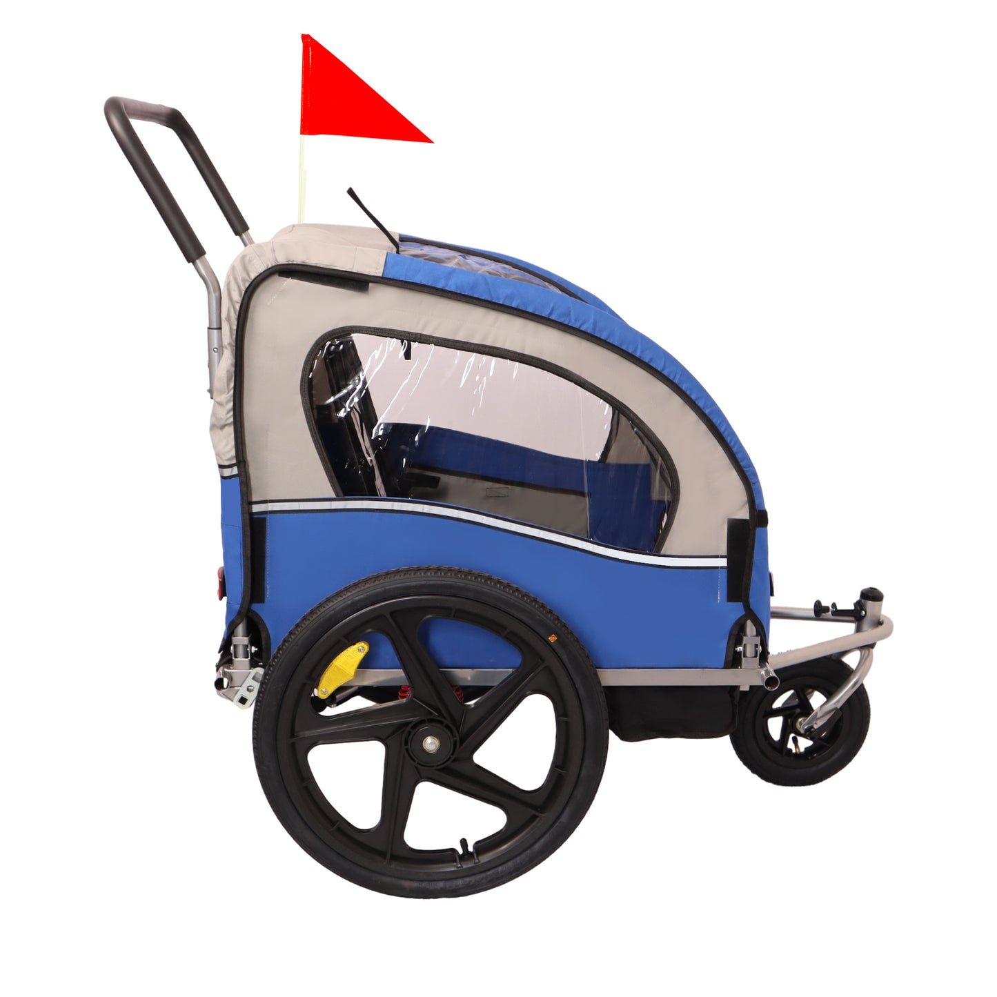2-in-1 Double 2 Seat Bicycle Bike Trailer Jogger Stroller for Kids Children Foldable Collapsible w/Pivot Front Wheel
