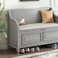 TREXM Rustic Style Solid wood Entryway Multifunctional Storage Bench with Safety Hinge (Gray Wash+ Beige)