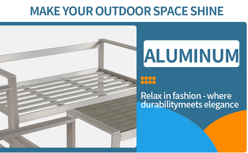 Aluminum Modern 4 Piece Sofa Seating Group For Patio Garden Outdoor