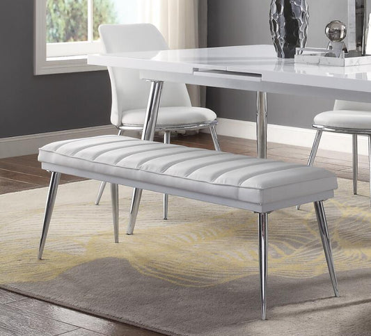 ACME Weizor Bench, White PU & Chrome 77153