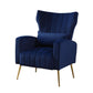 FONDHOME Velvet Accent Chair, Modern Living Room Armchair Comfy Upholstered Single Sofa Chair for Bedroom Dorms Reading Reception Room with Gold Legs & Small Pillow, Royal Blue