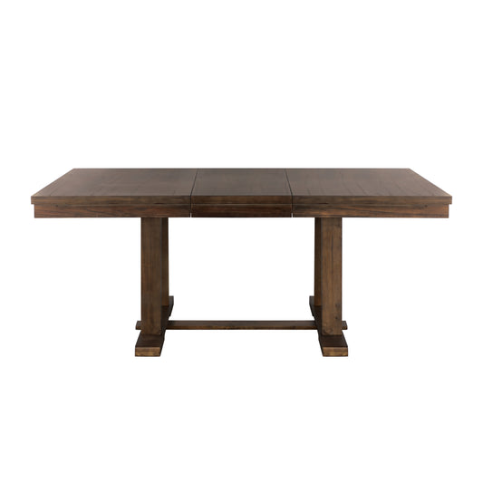 Classic Light Rustic Brown Finish Wooden 1pc Dining Table w Self-Storing Leaf Mindy Veneer Furniture
