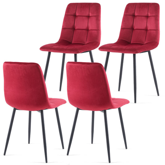 Wine Velvet Dining Chairs Set of 4,Modern Kitchen Dining Room Chairs