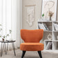 Teddy velvet Single accent chair, wooden legs, padded upholstery, High density foam, small modern armless chair, living room bedroom, ORANGE