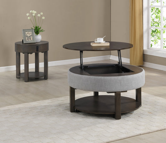 Jonah 2 Piece Light Brown MDF 33" Lift Top Coffee and End Table Set